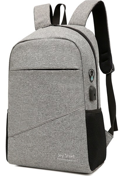 Adam Dizüstü Sırt Çantası USB Şarj Bilgisayar Sırt Çantaları Rahat Tarzı Büyük Sırt Çantası Iş Seyahat Çantası Mochilas Hombre Sırt Çantası Gri (Yurt Dışından)
