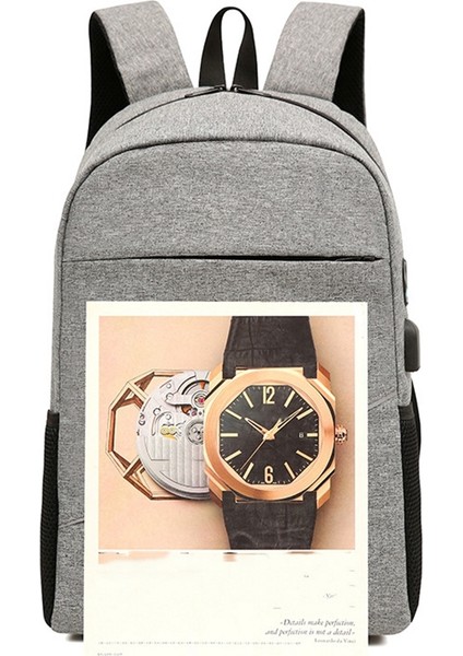 Adam Dizüstü Sırt Çantası USB Şarj Bilgisayar Sırt Çantaları Rahat Tarzı Büyük Sırt Çantası Iş Seyahat Çantası Mochilas Hombre Sırt Çantası Gri (Yurt Dışından) modelleri