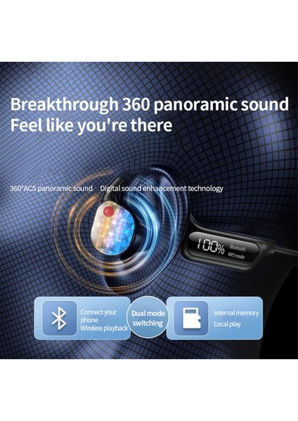 Kablosuz Bluetooth 5.3 Kemik Iletimli Kulaklık Spor Kulaklık Ahizesiz Kulaklık Kulaklıkları - Siyah (Yurt Dışından) fırsatları