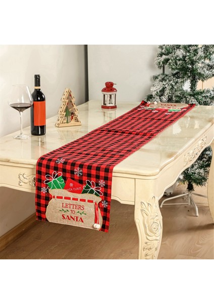 Mutfak Yemek Çiftlik Evi Düğün Parti Masası, Kırmızı ve Siyah Için Noel Masa Koşucu Dekorasyonu (Yurt Dışından)