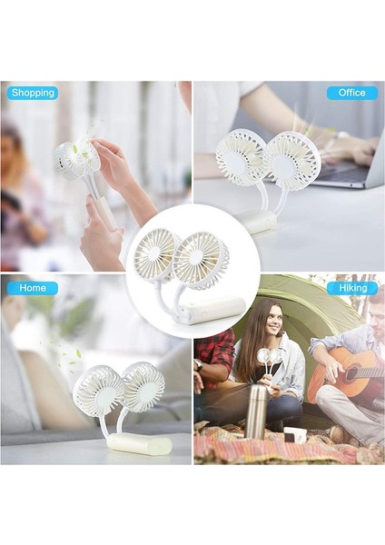 Küçük El Fanı,çift Kafalı Fan,2'si 1 Arada Çok Amaçlı Fan,mini Kişisel Fan,3 Hız Ayarlanabilir,seyahat Için,beyaz (Yurt Dışından)