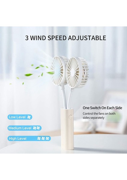 Küçük El Fanı,çift Kafalı Fan,2'si 1 Arada Çok Amaçlı Fan,mini Kişisel Fan,3 Hız Ayarlanabilir,seyahat Için,beyaz (Yurt Dışından)