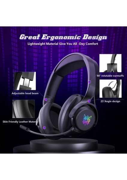 X16 Gürültü Azaltma Mikrofonlu Kablolu Kulaklık Çevresel Ses Rgb Işık 3,5 mm + USB Bilgisayar Kulaklığı Siyah (Yurt Dışından)