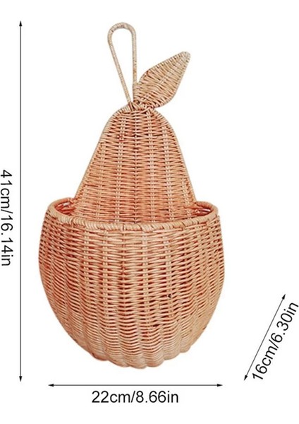 2x Rattan Armut Şekli Depolama Sepeti El Yapımı Meyve Organizatör Hasır Organizatör Bebek Odası Kreş Dekorasyon (Yurt Dışından) fiyatları