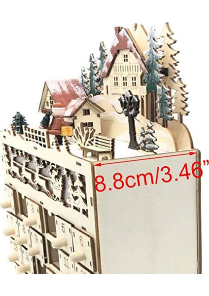 2x Ahşap Noel Advent Takvimi Noel'e Geri Sayım LED Tatil Dekorasyonu 24 Çekmeceli LED Işık (Yurt Dışından)