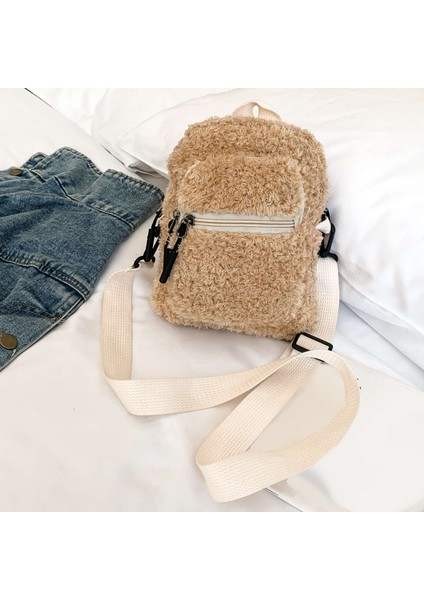 Bayanlar Moda Bir Omuz Çapraz Sırt Çantası Tote Çanta Tote Çanta Peluş Sırt Çantası Haki (Yurt Dışından) fiyatları