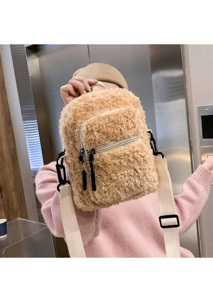 Bayanlar Moda Bir Omuz Çapraz Sırt Çantası Tote Çanta Tote Çanta Peluş Sırt Çantası Haki (Yurt Dışından) indirimleri