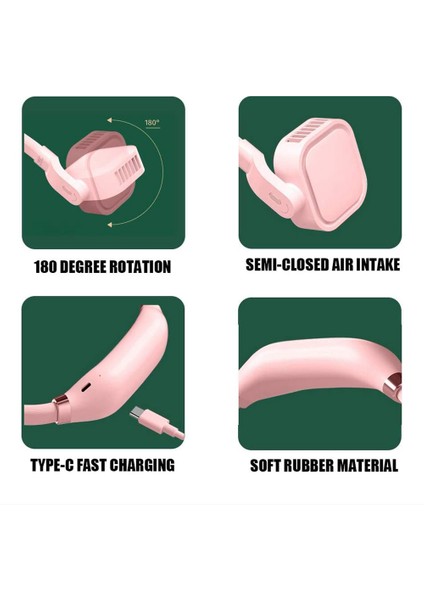 Taşınabilir Boyun Fanı, Ayarlanabilir Bladeless Fan 4000MAH Ofis Açık Kamp Için Şarj Edilebilir Hava Soğutucu (Pembe) (Yurt Dışından) fırsatları