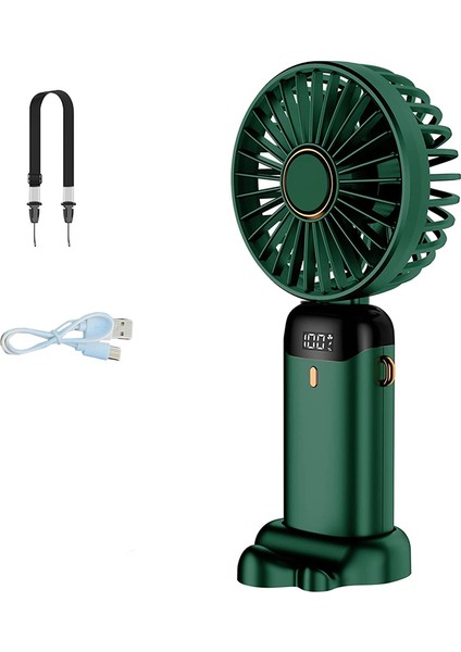 El Fanı, Mini Taşınabilir Kişisel Fan USB Şarj Edilebilir, Askılı ve Tabanlı Küçük Cep 5 Hız (Yeşil) (Yurt Dışından)