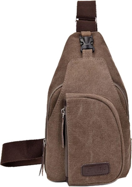 Kahverengi Sıcak Rahat Uni Kanvas Göğüs Çantası Çok Fonksiyonlu Açık Hava Yürüyüş Spor Askılı Çanta Omuzdan Askili Çanta Sırt Çantası Cüzdan (Yurt Dışından)