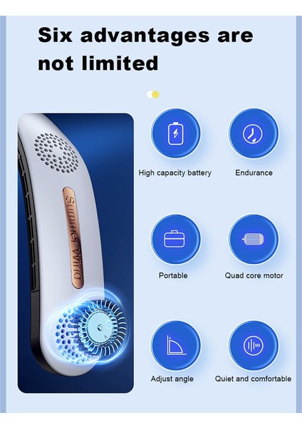Mini Boyun Fan Taşınabilir Bladeless USB Şarj Edilebilir Dilsiz Spor Hayranları Açık Ventilador Portatil Abanicos Soğutma A (Yurt Dışından)