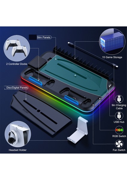 S2000 Rgb Dikey Stand, Yeni Ince/soğutma Istasyonu Dizüstü Bilgisayar Sınıfı Soğutucu Şarj Cihazıyla Uyumlu (Yurt Dışından)