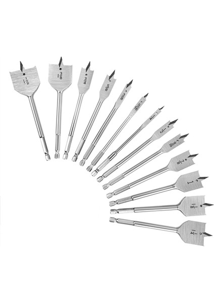 13X Maça Matkap Ucu Setleri, Hızlı Değişim Şaftlı Alaşımlı Çelik Kürek Düz Uç, Düz Ahşap Delik Kesici 1/4 Inç Ila 1-1/2 Inç (Yurt Dışından)