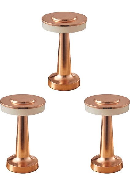 3x Dokunmatik LED Şarj Edilebilir Masa Lambası Yemek Masası Bar Masa Lambası Açık Küçük Gece Lambası Dekoratif Masa Lambası, Bronz (Yurt Dışından)