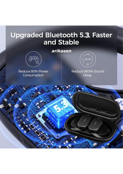 Kablosuz Kulaklıklar Tws Kulakiçi Derin Bas Döndürülebilir Kulak Kancası Bluetooth Mikrofonlu Kulaklık Sürücülerle Uyumlu Ofis Sporları Siyah (Yurt Dışından)