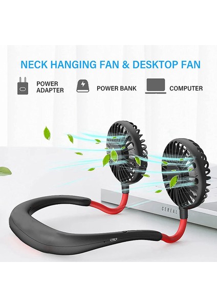 Boyun Fanı, Kulaklık Tasarımı Ev Ofis Dış Mekan Seyahati Için El Serbest Giyilebilir Kişisel USB Şarj Edilebilir (Yurt Dışından)