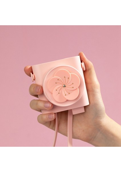 Yapraksız Fan, Ofis, Ev Için Nemlendirici USB Şarjlı Dış Mekan Mini Taşınabilir Asma Boyun Fanı (Pembe) (Yurt Dışından)