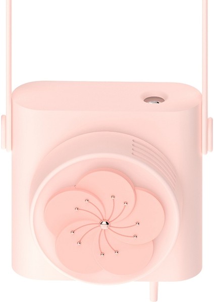 Yapraksız Fan, Ofis, Ev Için Nemlendirici USB Şarjlı Dış Mekan Mini Taşınabilir Asma Boyun Fanı (Pembe) (Yurt Dışından)
