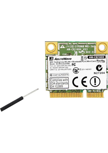 Broadcom Çip Nıc BCM94360HMB Dizüstü Bilgisayar Gigabit AC1300M Bluetooth 4.0 Kablosuz Nıc Pcı-E Arayüzü Nıc,c (Yurt Dışından)