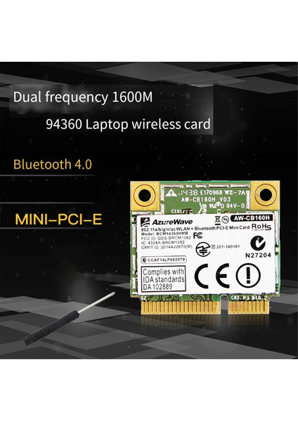 Broadcom Çip Nıc BCM94360HMB Dizüstü Bilgisayar Gigabit AC1300M Bluetooth 4.0 Kablosuz Nıc Pcı-E Arayüzü Nıc,c (Yurt Dışından)