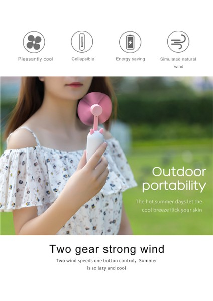2 Hız Gürültüsüz Masaüstü Küçük Boyun Şarj Edilebilir Soğutma USB Taşınabilir Elektrikli El Mini Fan (Mavi) (Yurt Dışından)