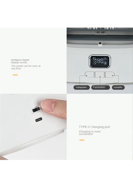 Taşınabilir Hava Soğutucu Fan USB Mini Negatif Iyon Klima Nemlendirici Arıtma Renkli Işıklar 4000MAH A (Yurt Dışından) modelleri