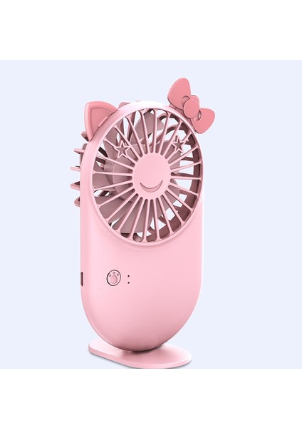 Pembe Karikatür Mini Taşınabilir Cep Fanı USB Şarj El/masaüstü Küçük (Yurt Dışından)