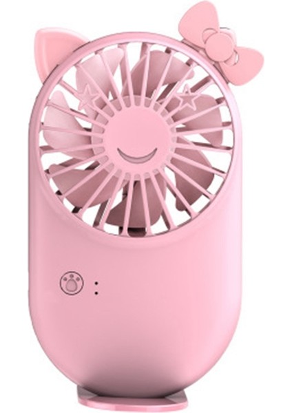 Pembe Karikatür Mini Taşınabilir Cep Fanı USB Şarj El/masaüstü Küçük (Yurt Dışından)