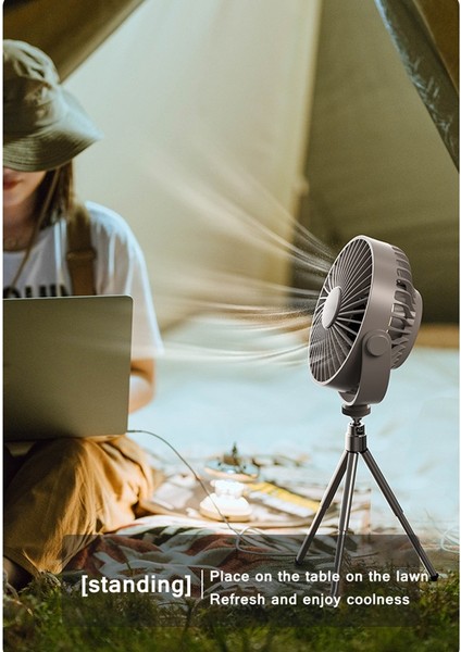 Çok Işlevli Uzaktan Soğutucu Fan Tripod Mini Taşınabilir Tavan Zamanlayıcı Ev Ofis Açık Kamp Için-Gri (Yurt Dışından)