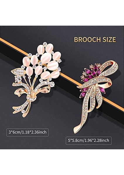 Kadınlar Için Broşlar 2 Set Rhinestone Broş Pins Zarif Altın Kristal Çiçek Düğün Buket Broş (Yurt Dışından)