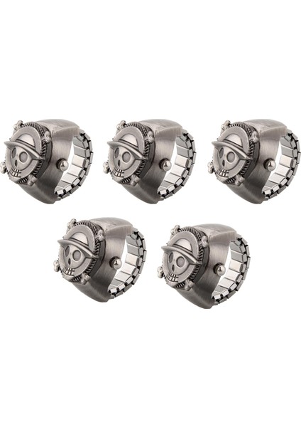 5x Vintage Sevimli Kafatası Korsan Metal Cep Parmak Yüzük Saat (Yurt Dışından)