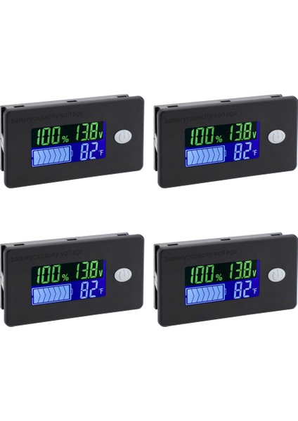 4x Kapasiteli Monitör, 10-100V Metre, 12V 24V 48V Yüzde Gerilim Fahrenheit Sıcaklık Göstergesi Ölçer (Yurt Dışından)