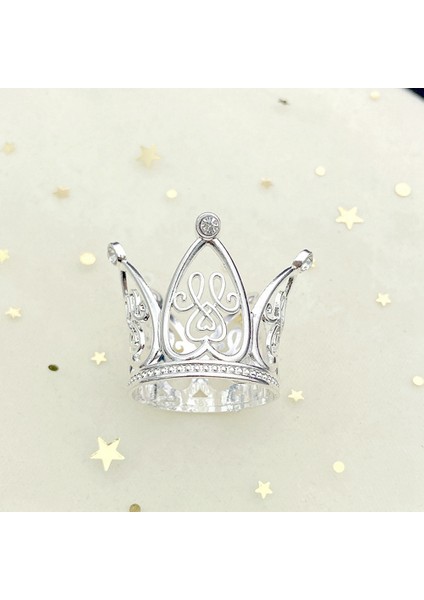 10 Adet Mini Taç Prenses Topper Kristal Çocuk Saç Süsler Düğün Doğum Günü Partisi Kek Dekorasyon Araçları Gümüş (Yurt Dışından)