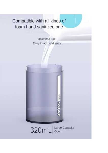 Köpük Sabunluk Otomatik Şarj 320ML Sıvı Sabunluk Dijital Ekran Köpük El Dispenseri Mavi (Yurt Dışından)