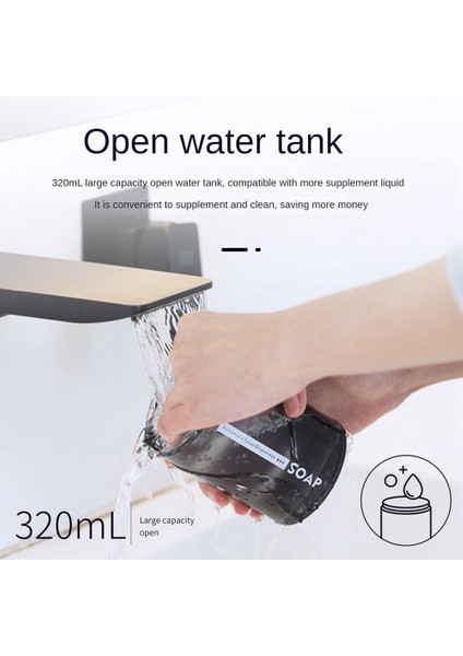 Köpük Sabunluk Otomatik Şarj 320ML Sıvı Sabunluk Dijital Ekran Köpük El Dispenseri Mavi (Yurt Dışından)