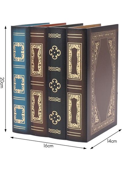 2x Yanlış Kitap Kutusu Vintage Depolama Sahne Kitap Takı Depolama Ambalaj Çalışma Kitabı Süsler Ahşap (Yurt Dışından)