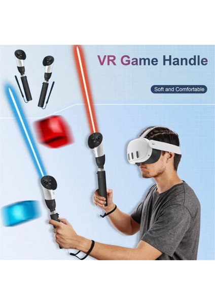 Yeni, Quest3 Aksesuarlarıyla Uyumlu Vr Kontrol Cihazları Uzun Çubuk Saplı Çift Işın Kılıcı, Meta 3 Vr Accesorios ile Uyumlu (Yurt Dışından)