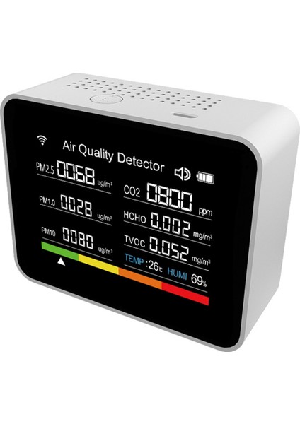 13'ü 1 Arada Tuya Wıfı Hava Kalitesi Monitörü CO2/TVOC/HCHO/PM2.5/PM1.0/PM10/SICAKLIK/NEM/SAAT/TARIH/ALARM/ZAMANLAYICI-BEYAZ (Yurt Dışından)