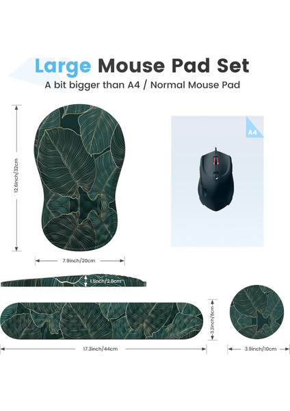 3'lü Bileklik ve Setli, Ev Masası Için Bilgisayar Mouse Pad'li Altlıklı Altlık-A (Yurt Dışından)