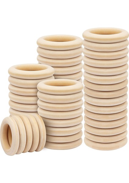 100 Adet Doğal Ahşap Yüzükler El Sanatları Için 55MM Dantel Yüzükler Masif Ahşap Yüzükler Dıy El Sanatları Için, Konnektörler Takı Yapımı (Yurt Dışından)