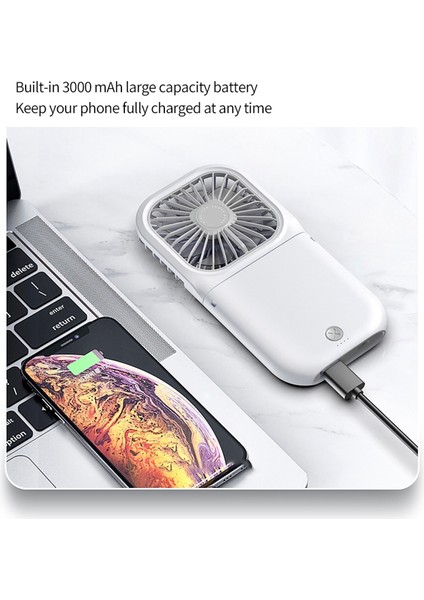 Çok Fonksiyonlu Taşınabilir Fan Mini Kolye USB Şarj Edilebilir Seyahat Için El Tipi Dış Mekan Ofis Ev Mavi (Yurt Dışından)