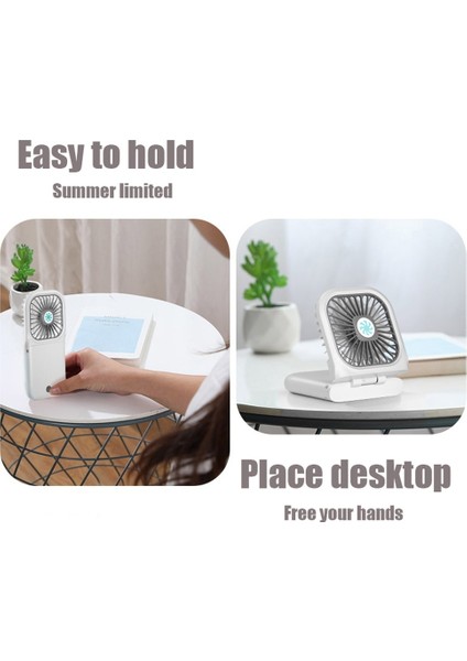 Çok Fonksiyonlu Taşınabilir Fan Mini Kolye USB Şarj Edilebilir Seyahat Için El Tipi Dış Mekan Ofis Ev Mavi (Yurt Dışından)