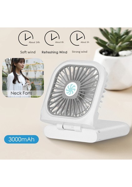 Çok Fonksiyonlu Taşınabilir Fan Mini Kolye USB Şarj Edilebilir Seyahat Için El Tipi Dış Mekan Ofis Ev Mavi (Yurt Dışından)