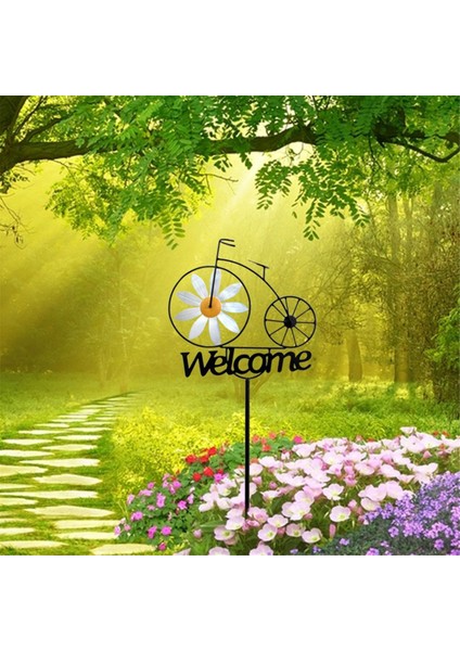 Rüzgar Spinner Metal 3D Fırıldak Hoş Geldin Yazısı Kazık Ön Kapı Dekor Bisiklet Standı Zanaat Açık Bahçe ve Bahçe Aksesuarları (Yurt Dışından) modelleri