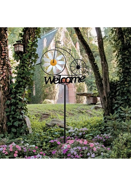 Rüzgar Spinner Metal 3D Fırıldak Hoş Geldin Yazısı Kazık Ön Kapı Dekor Bisiklet Standı Zanaat Açık Bahçe ve Bahçe Aksesuarları (Yurt Dışından) fırsatları