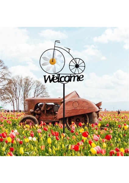 Rüzgar Spinner Metal 3D Fırıldak Hoş Geldin Yazısı Kazık Ön Kapı Dekor Bisiklet Standı Zanaat Açık Bahçe ve Bahçe Aksesuarları (Yurt Dışından) indirimleri