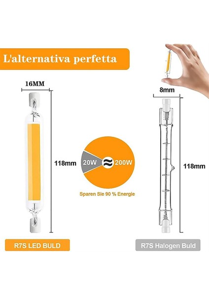 R7S LED 118 mm Kısılabilir Lambalar, 20 W R7S LED Ampuller 200 W Halojen Ampuller Için Yedek, Sıcak Beyaz 2'li Paket (Yurt Dışından)