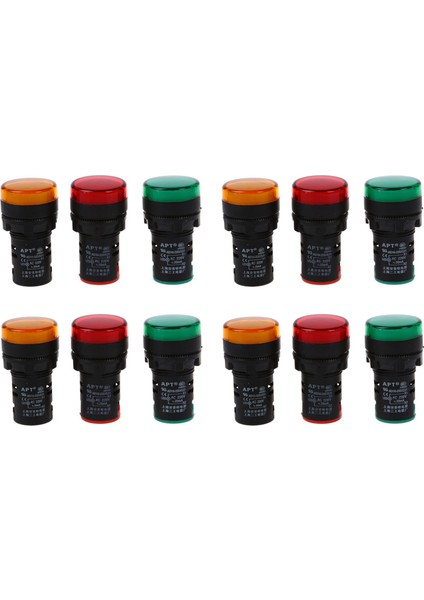 Kırmızı, Sarı-Yeşil Işıklı Lamba 22 mm LED Pilot Gösterge Paneli Ac 220 V 12 Adet (Yurt Dışından)