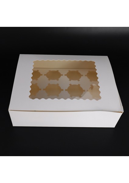 10 Adet Cupcake Kutusu Pencereli Kraft Kağıt Kutuları Tatlı Mousse Kutusu 12 Fincan Kek Tutucular Beyaz (Yurt Dışından)