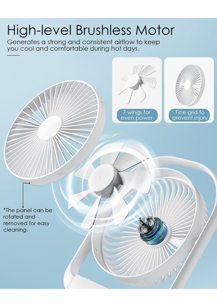 Masa Fanı, Küçük Fan Sessiz, Gece Işıklı USB Fan, Masa Fanı Yatak Odasına Uyumlu Elektrikli Şarj Edilebilir Masaüstü Vantilatörü Ofis-Siyah (Yurt Dışından)